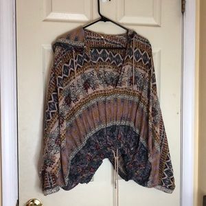 Linen pull over hoodie